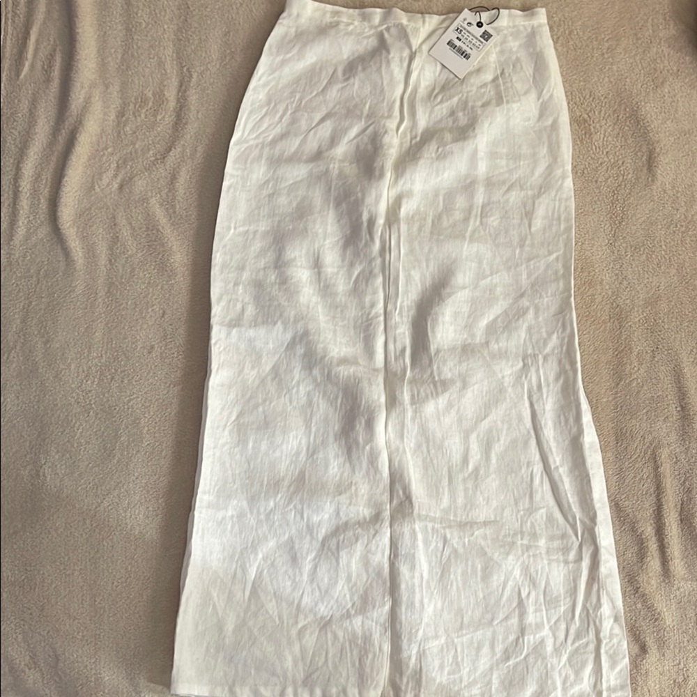 Zara White Maxi Pencil Skirt with Slit